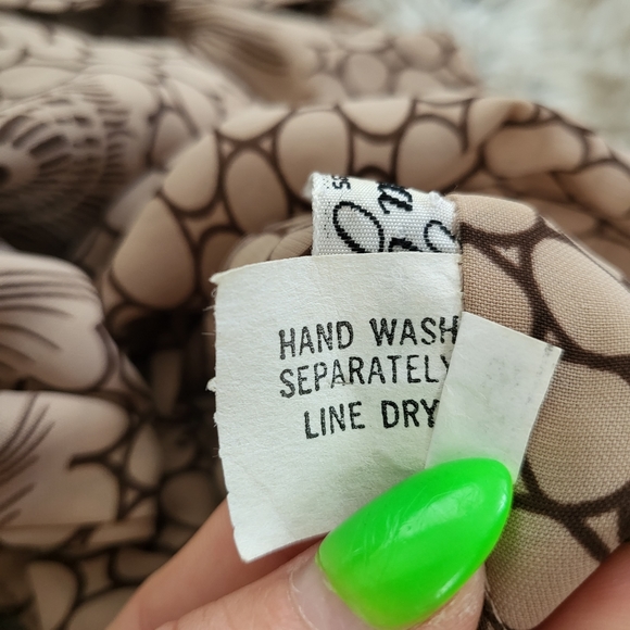 Jo Hanna York Vintage Peacock Feather Print Midi Dress Tan and Brown Size 10 - Picture 6 of 11